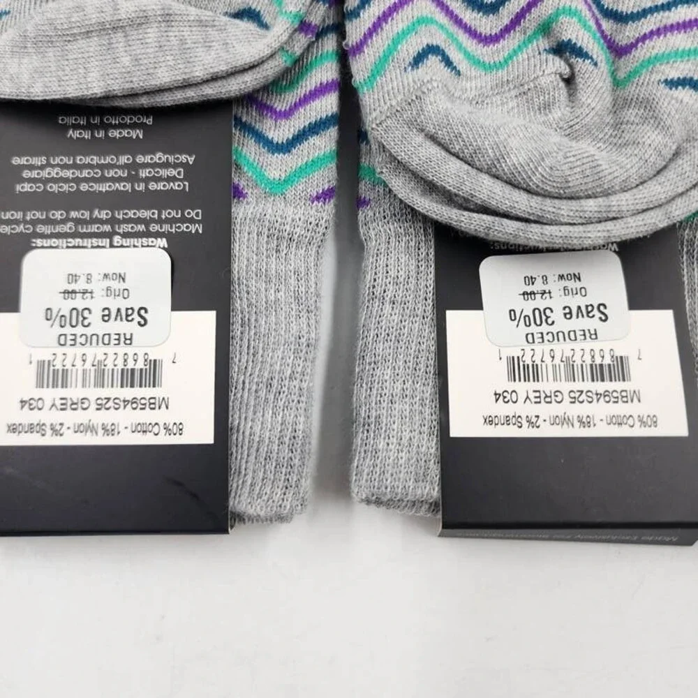 The Men's Store at Bloomingdale's Mini Zigzag Socks Grey Multi - 2 Pairs OS